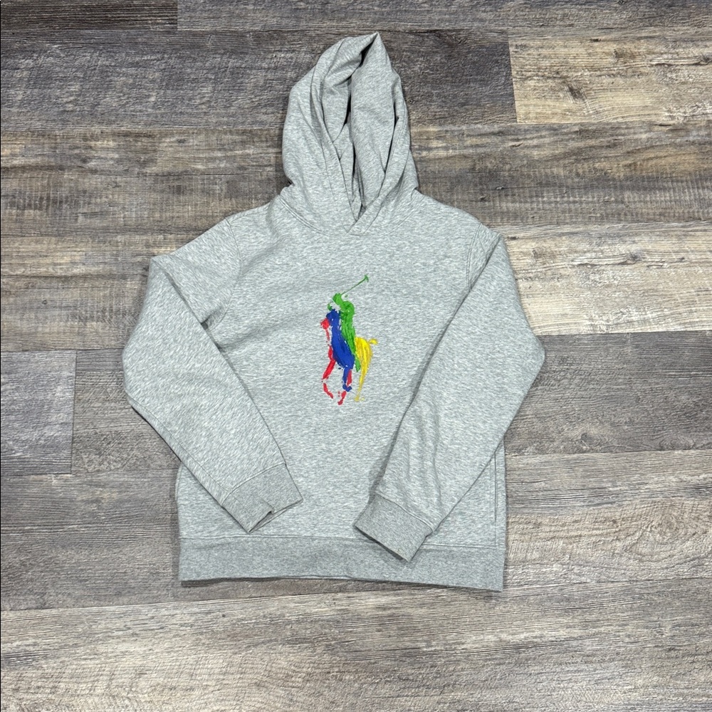 Polo Ralph Lauren gray hoodie with multicolor polo horse